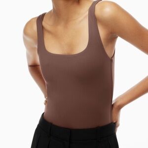 Brown Low Back Tank Thong Bodysuit - Size Medium